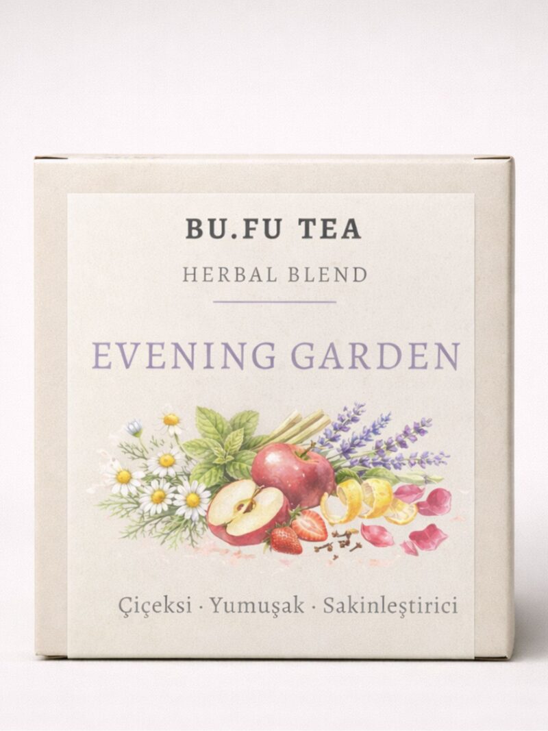 Bufu Tea Evening Garden doğal bitki çayı ürün kutusu