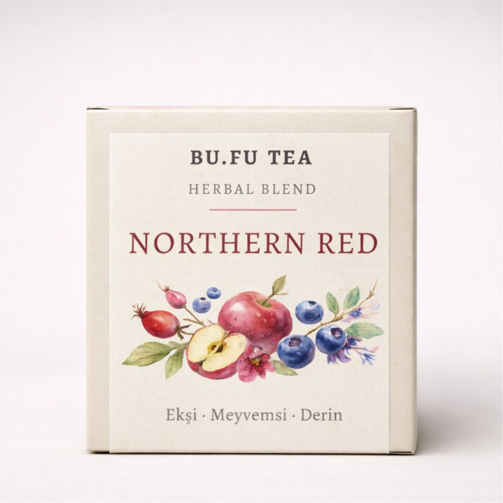 Bufu Tea Northern Red doğal bitki çayı ürün kutusu
