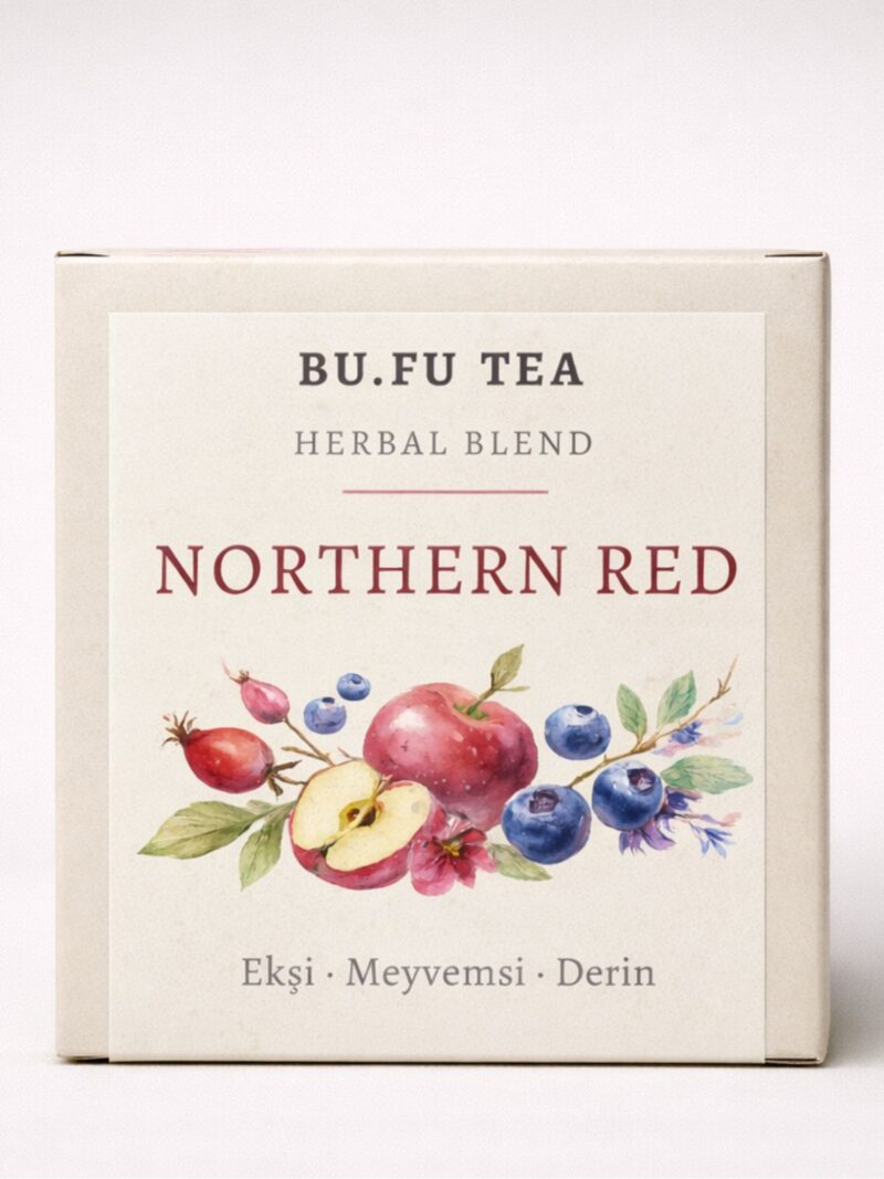 Bufu Tea Northern Red doğal bitki çayı ürün kutusu