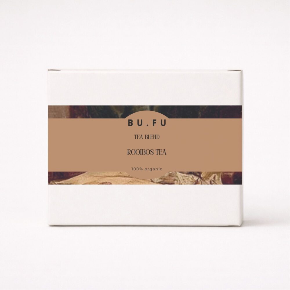 Bufu Tea Clanwilliam Rooibos Güney Afrika rooibos çayı ürün kutusu
