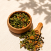Bufu Tea Clean Green bitki çayı yakın plan ürün detayı